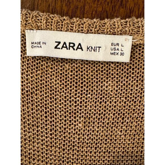 Zara Knit Tan Scoop Neck Maxi Slip Lined Tank Dress‎ Size L - Picture 8 of 12
